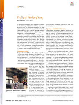 Profile of Peidong Yang Paul Gabrielsen, Science Writer