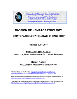 Hematopathology Fellowship Handbook