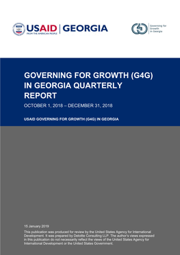 In Georgia Quarterly Report October 1, 2018 – December 31, 2018