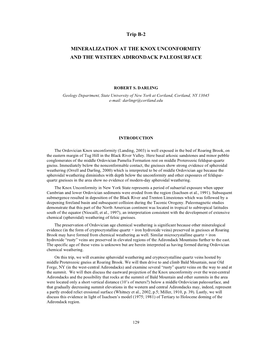 Trip B-2 Mineralization at the Knox Unconformity and the Western Adirondack Paleosurface