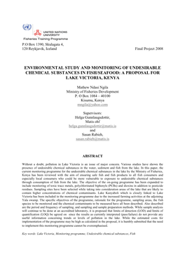 Environmental Study and Monitoring of Undesirable Chemical Substances in Fish/Seafood: a Proposal for Lake Victoria, Kenya
