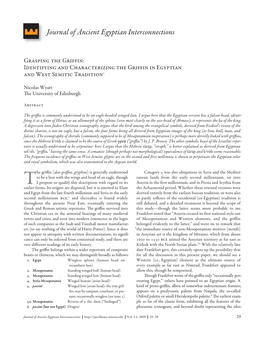 Grasping the Griffin: Identifying and Characterizing the Griffin in Egyptian and West Semitic Tradition 1