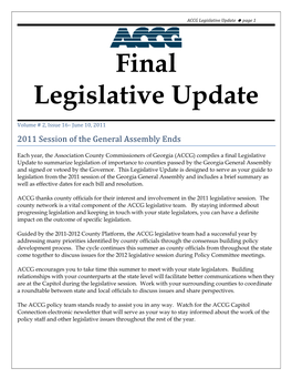 2011 Final Legislative Update