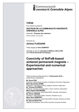 Coercivity of Ndfeb-Based Sintered Permanent Magnets – Experimental and Numerical Approaches