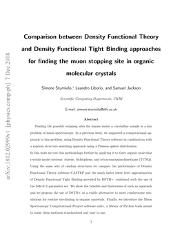 Comparison Between Density Functional Theory and Density Functional Tight Binding Approaches for Finding the Muon Stopping Site
