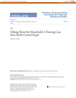 A Tamang Case from North Central Nepal Thomas E