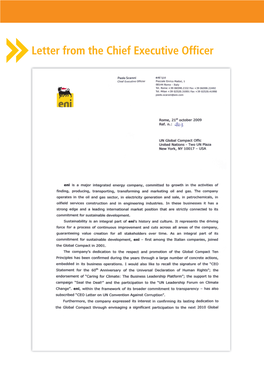 Eni Communication on Progress (COP) 2008