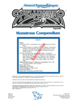 Monstrous Compendium