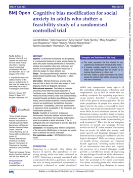 Cognitive Bias Modification for Social Anxiety in Adults Who Stutter: a Feasibility Study of a Randomised Controlled Trial