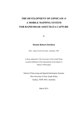 THE DEVELOPMENT of GIPSICAM V3 a MOBILE MAPPING SYSTEM for RAPID ROAD ASSET DATA CAPTURE