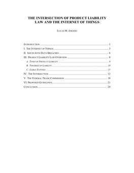 The Intersection of Product Liability Law and the Internet of Things