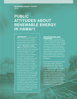 Public Attitudes About Renewable Energy in Hawai'i