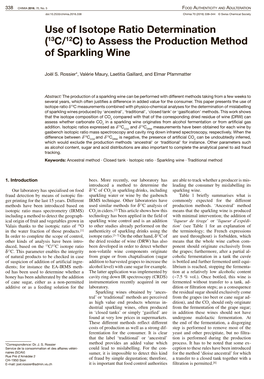 Use of Isotope Ratio Determination (13C/12C) to Assess the Production Method of Sparkling Wine