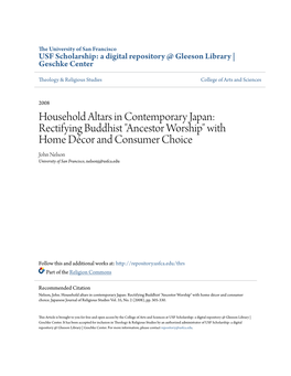 Household Altars in Contemporary Japan: Rectifying Buddhist 