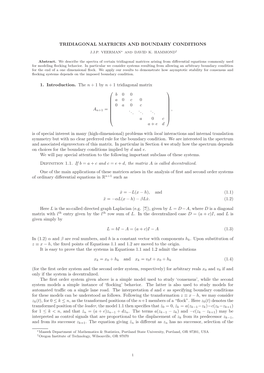 Tridiagonal Matrices and Boundary Conditions