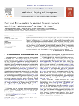 Conceptual Developments in the Causes of Cockayne Syndrome