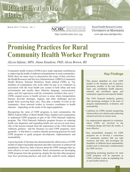 Promising Practices for Rural Community Health Worker