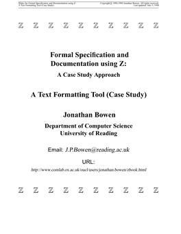 Formal Specification and Documentation Using Z: a Text