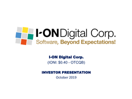 I-ON Digital Corp. (IONI: $0.40 - OTCQB)