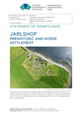 Statement of Significance Jarlshof Prehistoric and Norse Settlement