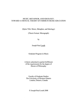 Music, Metaphor, and Ideology: Toward a Critical Theory of Forms in Music Education