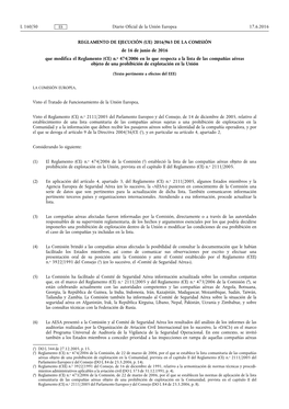 Reglamento De Ejecución (Ue) 2016