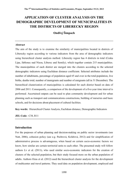 ŠIMPACH, Ondřej (2013). Application of Cluster Analysis on The