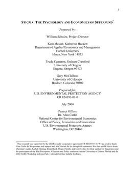 Stigma: the Psychology and Economics of Superfund