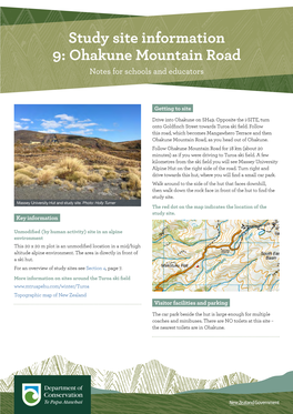 Study Site Information 9: Ohakune Mountain Road Notes for Schools and Educators
