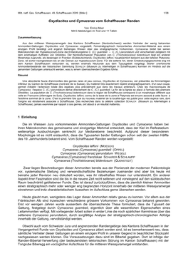 Oxydiscites Und Cymaceras Vom Schaffhauser Randen