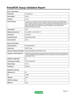 Primepcr™Assay Validation Report