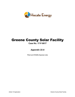 Greene County Solar Facility Case No