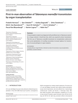 Man Observation of Talaromyces Marneffei‐