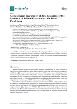 Atom Efficient Preparation of Zinc Selenates for the Synthesis Of