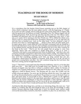 TEACHINGS of the BOOK of MORMON HUGH NIBLEY Semester 1, Lecture 16 2 Nephi 1–4 “Encircled