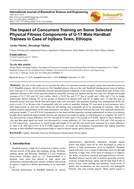 The Impact of Concurrent Training on Some Selected Physical Fitness Components of U-17 Male Handball Trainees in Case of Injibara Town, Ethiopia