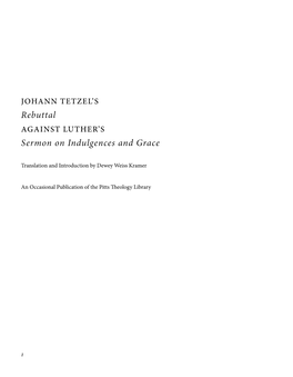 Johann Tetzel's Rebuttal Against Luther's Sermon on Indulgences