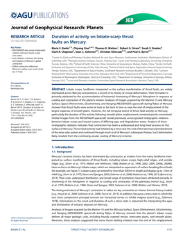 Duration of Activity on Lobate-Scarp Thrust Faults on Mercury