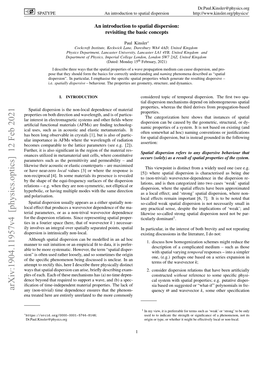 An Introduction to Spatial Dispersion: Revisiting the Basic Concepts