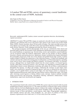 A Landsat TM and ETM+ Survey of Quaternary Coastal Landforms in the Central Coast of NSW, Australia