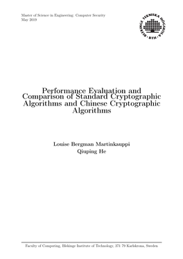 Performance Evaluation and Comparison of Standard Cryptographic Algorithms and Chinese Cryptographic Algorithms