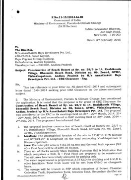F.No.II-15/2014-IA-III Government of India Ministry Ofenvironment, Forests & Climate Change (IA.Iiisection) Indira Paryavara