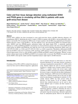 Colon and Liver Tissue Damage Detection Using Methylated SESN3 and PTK2B Genes in Circulating Cell-Free DNA in Patients with Acute Graft-Versus-Host Disease