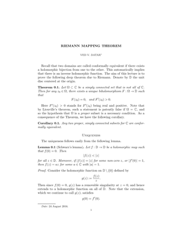 Riemann Mapping Theorem