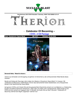 Therion Aus Schweden Sind Einzigartig Und Gehören Mit Sicherheit Zu Den Einflussreichsten Metal Bands Dieses Planeten