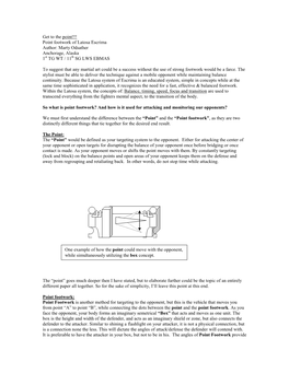 Point Footwork of Latosa Escrima Author: Marty Odsather Anchorage, Alaska 1St TG WT / 11Th SG LWS EBMAS