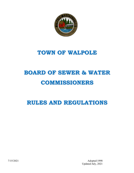 Sewer and Water Rules and Regulations