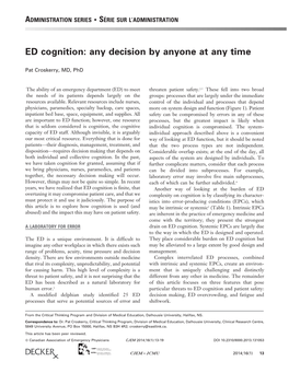 ED Cognition: Any Decision by Anyone at Any Time