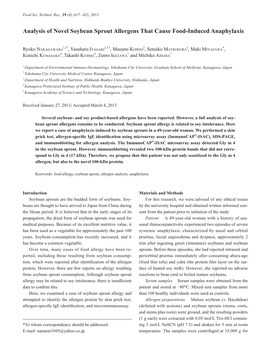 Analysis of Novel Soybean Sprout Allergens That Cause Food-Induced Anaphylaxis