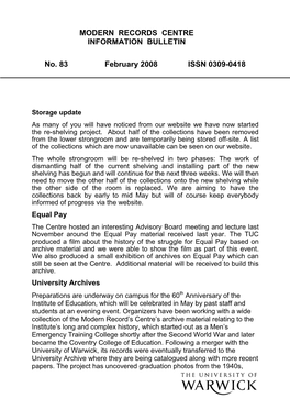 MODERN RECORDS CENTRE INFORMATION BULLETIN No. 83